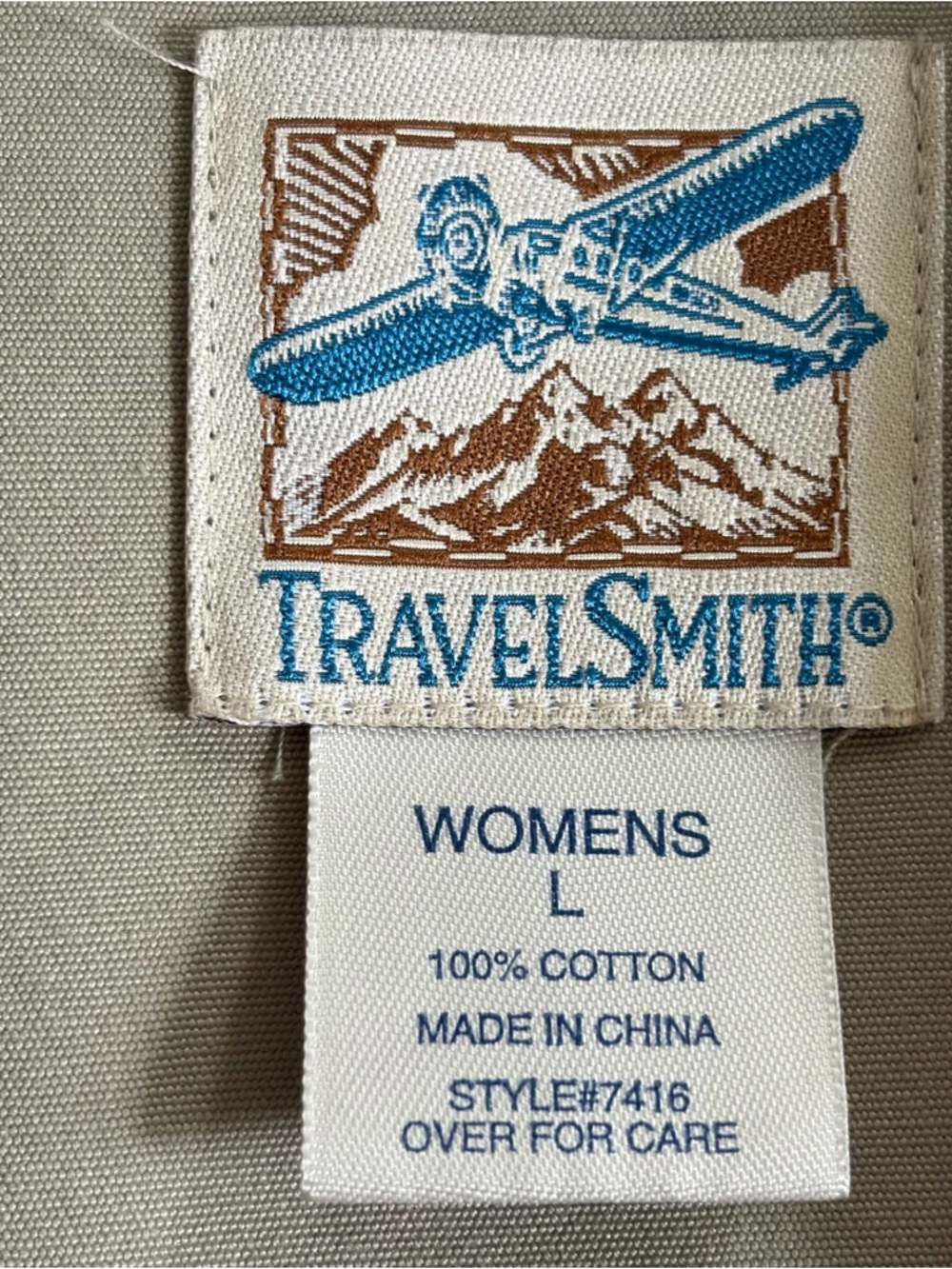 TravelSmith Women’s Khaki Cotton Safari Jacket Size L Bush Poplin Utility Cargo - Picture 3 of 8